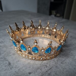 Krone hellblau gold